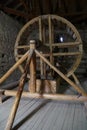 Antique wooden wheel for lifting water and goods to great heights.