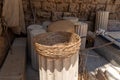 Antique wooden wicker basket in the courtyard of the Crusader fortress of the old city of Acre in northern Israel