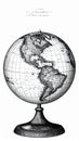 Antique World Globe Illustration with American Continents Displayed on a Stand Royalty Free Stock Photo