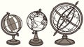 Antique World Globes Vector Art, Timeless Geographical Tools, vector design Generative AI Royalty Free Stock Photo