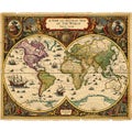 Antique World Map 1626 Double Hemisphere Royalty Free Stock Photo