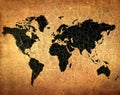 Antique world map on grunge cracked paper Royalty Free Stock Photo
