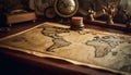 Antique world map on rustic parchment inspires global exploration journey generated by AI Royalty Free Stock Photo