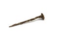 Antique wrought iron nail of the 18th century with rust on a white isolated background Royalty Free Stock Photo