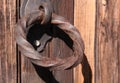 Antique wrought iron ring shaped door handle