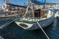 Antique yacht berthed La Ciotat harbour Royalty Free Stock Photo
