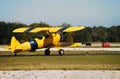Antique yellow airplane Royalty Free Stock Photo