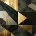 Gold And Black Geometric Wallpaper With Mosaic-inspired Realism