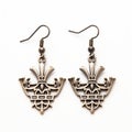 Antiqued Brass Earrings With Ornamental Details - Inspired By Hiroshige And Ndebele Motifs Royalty Free Stock Photo