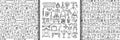 Antiques doodle objects set and seamless patterns