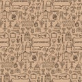 Antiques Doodle Seamless Pattern Royalty Free Stock Photo
