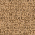 Antiques Doodle Seamless Pattern Royalty Free Stock Photo