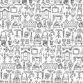 Antiques Doodle Seamless Pattern Royalty Free Stock Photo