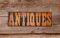 Antiques sign letterpress Royalty Free Stock Photo