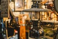 antiques in the vintage shop: art, toy cars, lantern lamps, sculpture, miniatures, old cameras, televisions, typewriter, etc. Kota