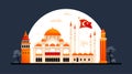 Antiquities of Turkish cities - modern colored vector illustration Royalty Free Stock Photo