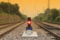 Antiquity railway and signal lamp Royalty Free Stock Photo
