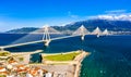 Antirrio Castle and the Rio-Antirrio Bridge in Greece Royalty Free Stock Photo