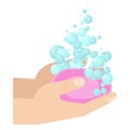 Antiseptic for disinfection. Hand hygiene. Hand washing with soap. Royalty Free Stock Photo