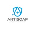Antiseptic liquid logo design. Drop and shield vector design Royalty Free Stock Photo