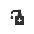 Antiseptic vector icon Hygiene Virus hand care. Black shape silhouette sign. Washing hands, anti bacterial soap