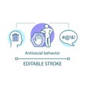 Antisocial behavior concept icon. Rude, violent behaviour idea thin line illustration. Swearing. Social violence