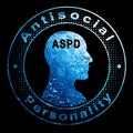 Antisocial personality disorder, ASPD, Psychology Concept