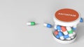 Antispam capsules in a jar. Conceptual 3D rendering Royalty Free Stock Photo