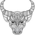 Antistress coloring book with a decorated bull Royalty Free Stock Photo