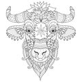 Antistress coloring cow face, cow head Royalty Free Stock Photo