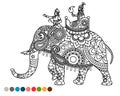 Antistress coloring page with maharaja on elephant Royalty Free Stock Photo