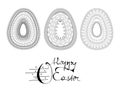 Antistress coloring pages freehand sketch drawing with doodle and zentangle elements in black and white with Easter pictures for
