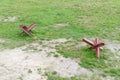 Antitank obstacles on battlefield