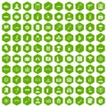 100 antiterrorism icons hexagon green Royalty Free Stock Photo