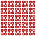 100 antiterrorism icons hexagon red