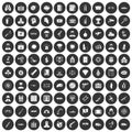 100 antiterrorism icons set black circle Royalty Free Stock Photo