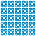 100 antiterrorism icons set blue