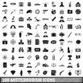 100 antiterrorism icons set, simple style Royalty Free Stock Photo