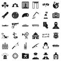 Antiterrorism icons set, simple style Royalty Free Stock Photo