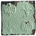 Antiue ceiling tile with fleur-de-lis design