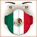 Antiviral mask for anti-covid protection with Mexico flag