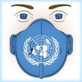 Antiviral mask for anti virus protection with UN flag