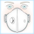 Antiviral mask for anti virus protection, vector illustration