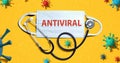 Antiviral theme with mask and stethoscope Royalty Free Stock Photo