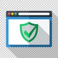 Antivirus application icon in flat style with security shield on transparent background