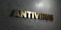 Antivirus - Gold text on black background - 3D rendered royalty free stock picture