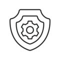 Antivirus icon in line design. Antivirus, protection, security, malware, virus, shield, cybersecurity on white