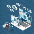 Antivirus Protection Isometric Composition Royalty Free Stock Photo