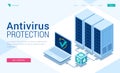 Antivirus protection isometric landing page banner