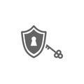 Antivirus shield, passcode, protection unlock, safety lock, security key icon